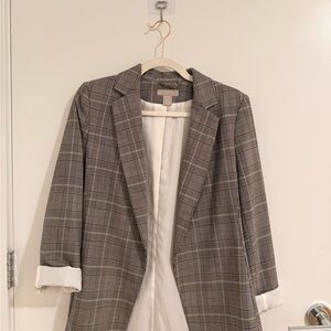 H&M Women's Gray Plaid Blazer